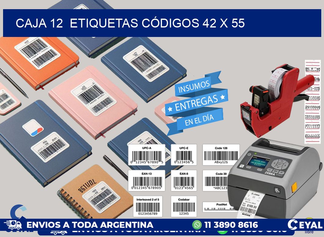 CAJA 12  ETIQUETAS CÓDIGOS 42 x 55