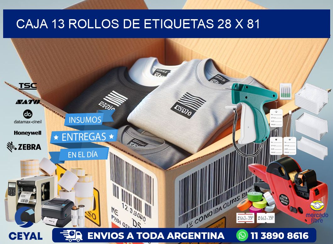 CAJA 13 ROLLOS DE ETIQUETAS 28 x 81