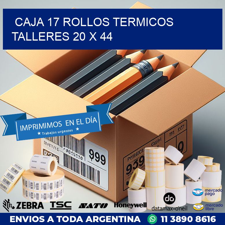 CAJA 17 ROLLOS TERMICOS TALLERES 20 x 44
