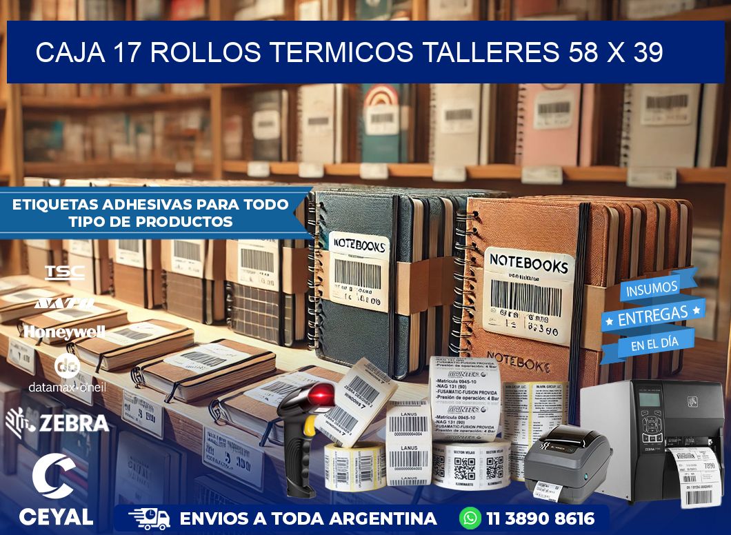 CAJA 17 ROLLOS TERMICOS TALLERES 58 x 39