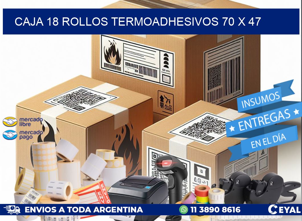 CAJA 18 ROLLOS TERMOADHESIVOS 70 x 47