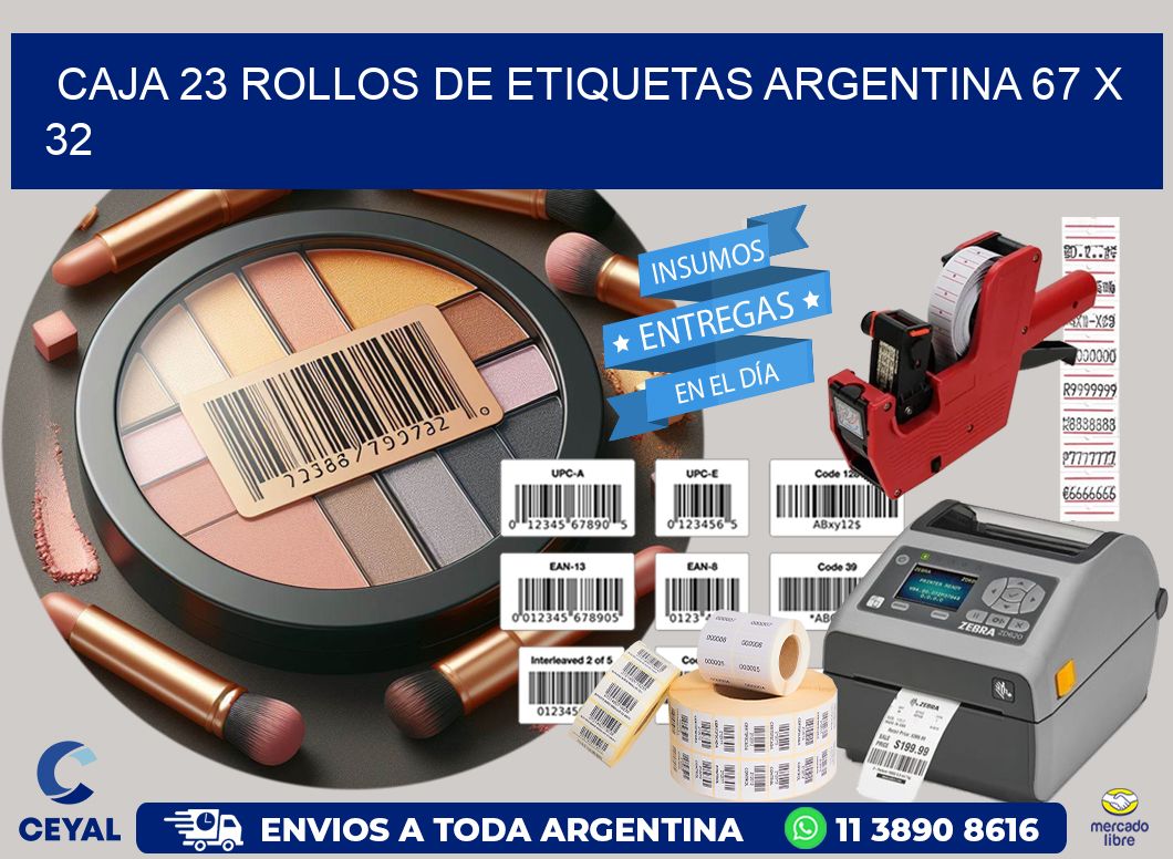 CAJA 23 ROLLOS DE ETIQUETAS ARGENTINA 67 x 32