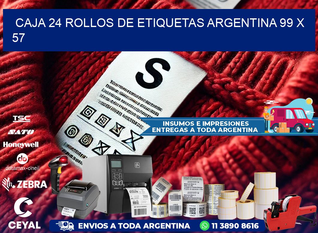 CAJA 24 ROLLOS DE ETIQUETAS ARGENTINA 99 x 57