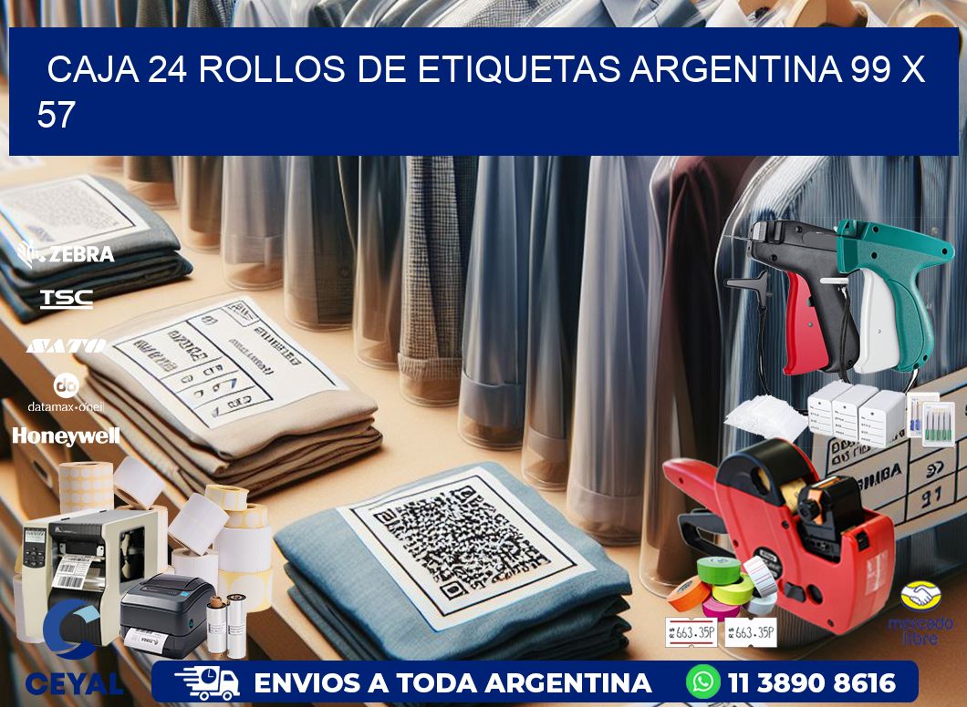 CAJA 24 ROLLOS DE ETIQUETAS ARGENTINA 99 x 57