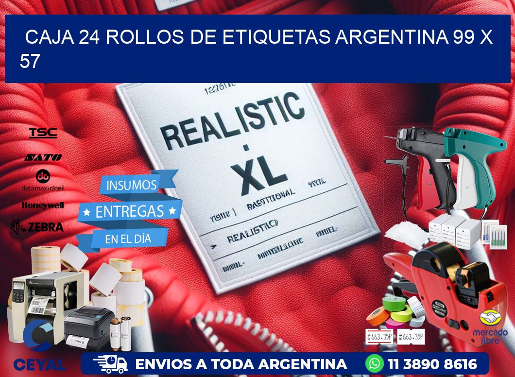 CAJA 24 ROLLOS DE ETIQUETAS ARGENTINA 99 x 57