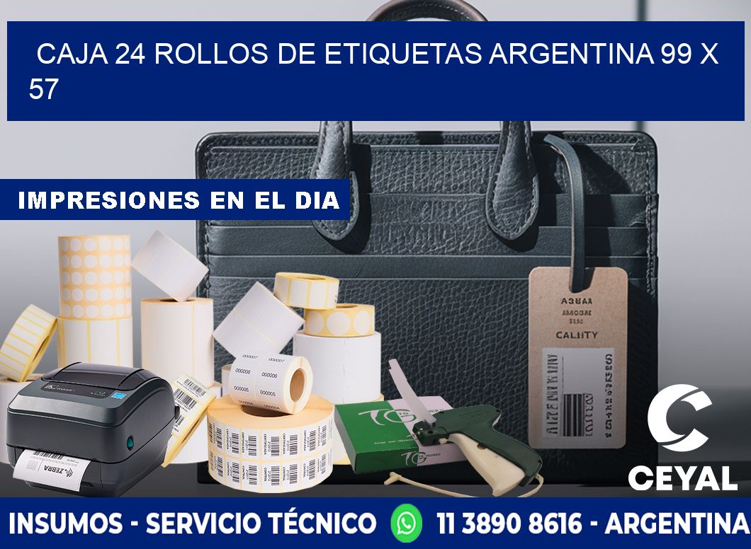 CAJA 24 ROLLOS DE ETIQUETAS ARGENTINA 99 x 57