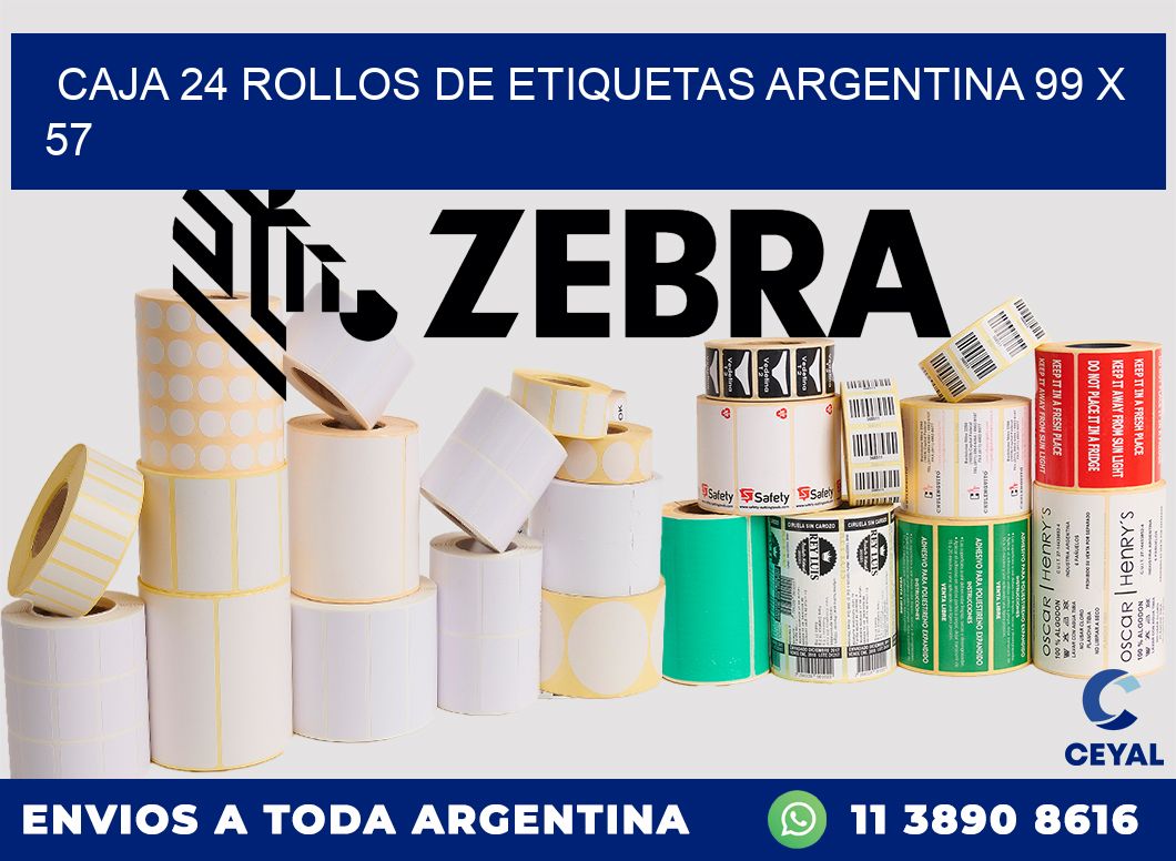 CAJA 24 ROLLOS DE ETIQUETAS ARGENTINA 99 x 57
