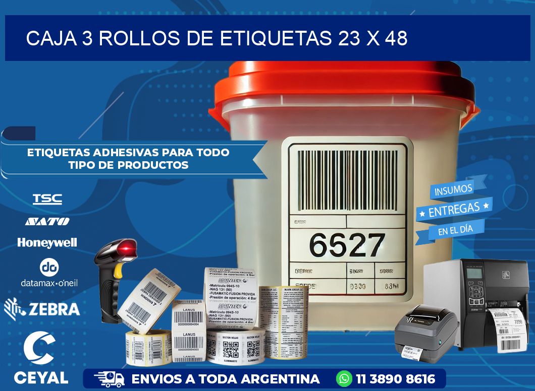CAJA 3 ROLLOS DE ETIQUETAS 23 x 48