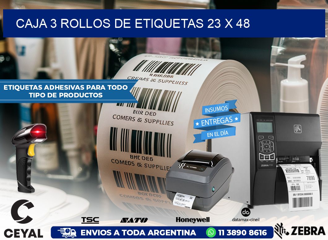 CAJA 3 ROLLOS DE ETIQUETAS 23 x 48