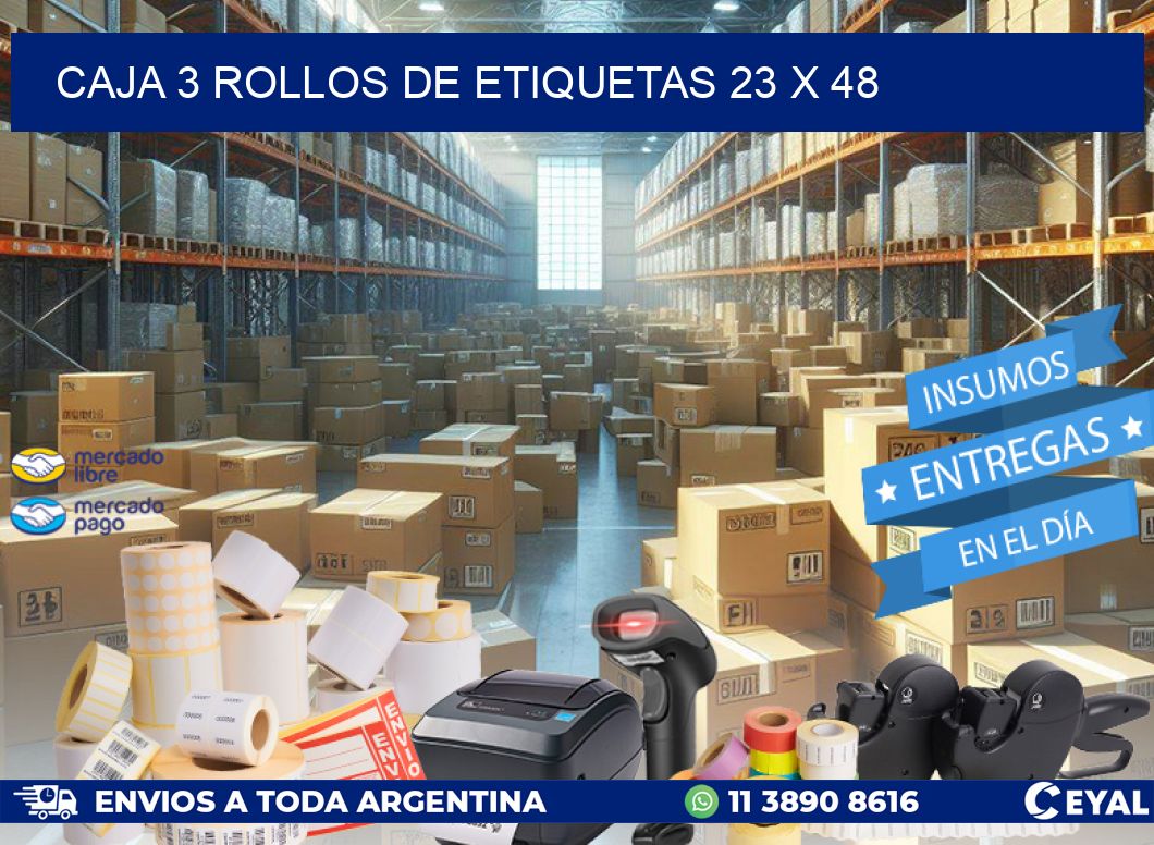 CAJA 3 ROLLOS DE ETIQUETAS 23 x 48
