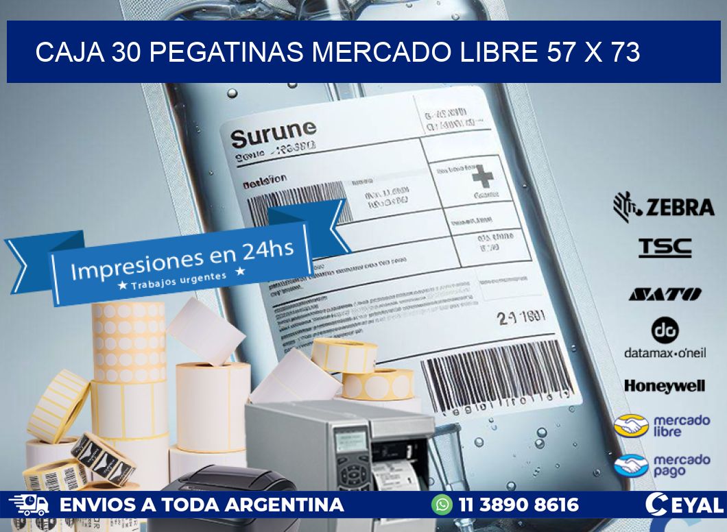 CAJA 30 PEGATINAS MERCADO LIBRE 57 x 73