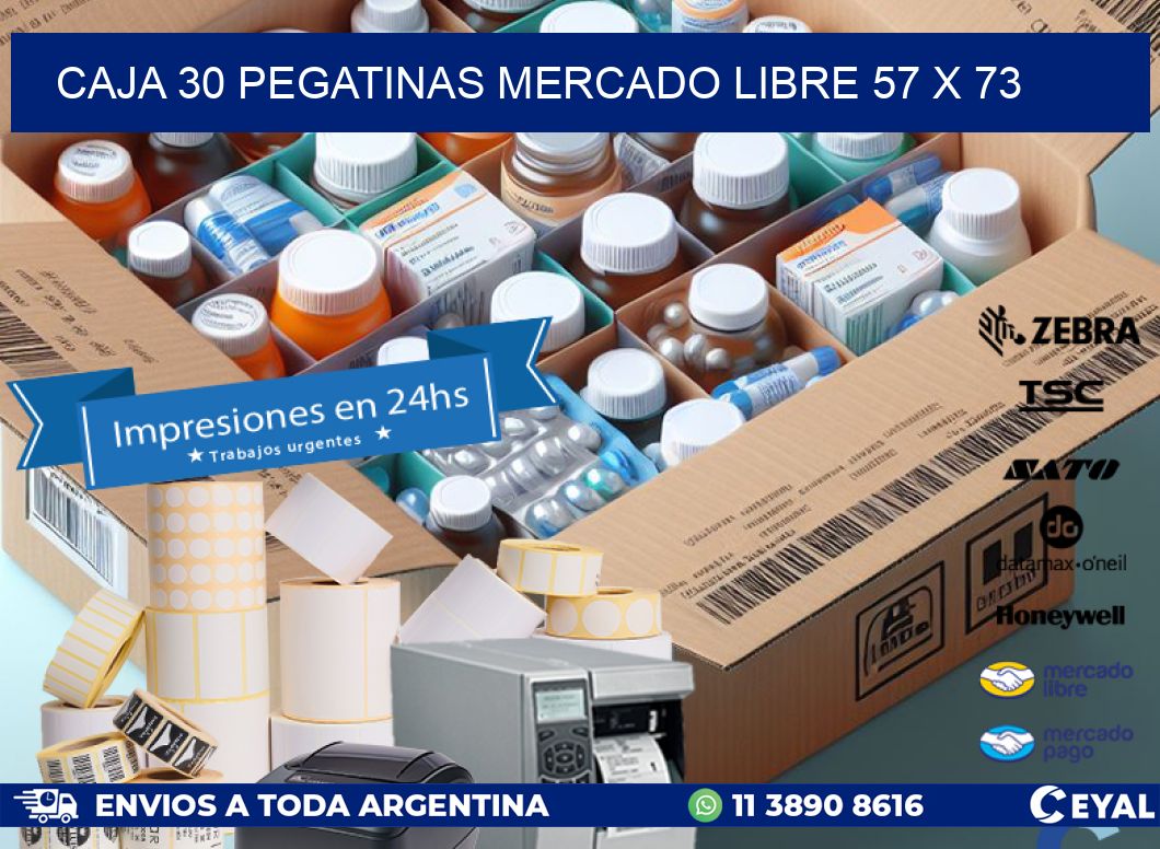 CAJA 30 PEGATINAS MERCADO LIBRE 57 x 73