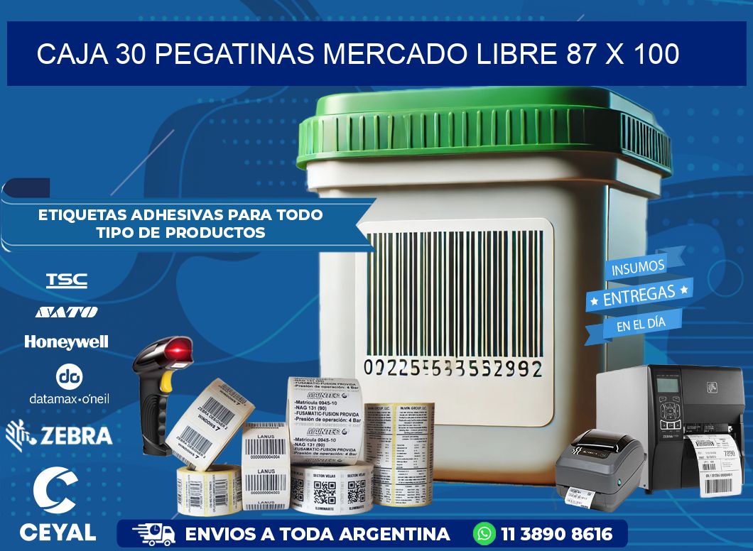 CAJA 30 PEGATINAS MERCADO LIBRE 87 x 100