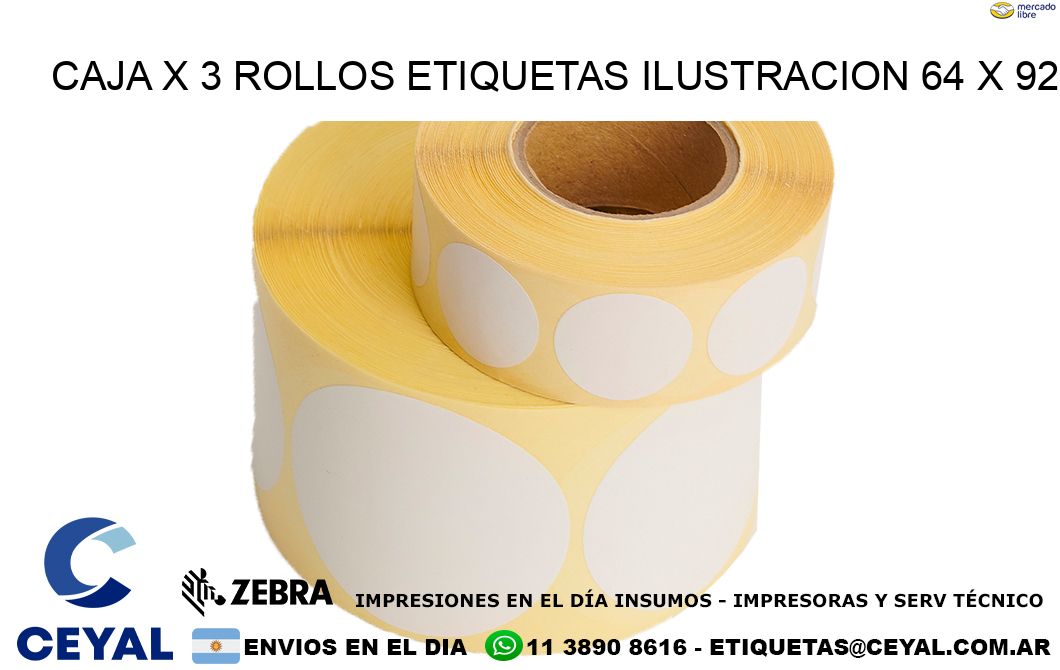 Caja X 3 Rollos Etiquetas Ilustracion 64 x 92