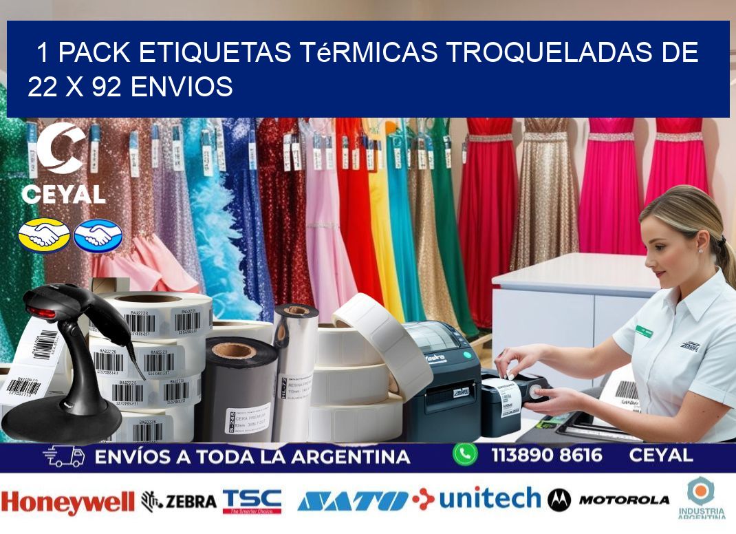 1 Pack etiquetas Térmicas Troqueladas De 22 x 92 ENVIOS