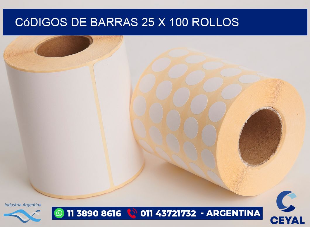 Códigos de Barras 25 x 100 ROLLOS