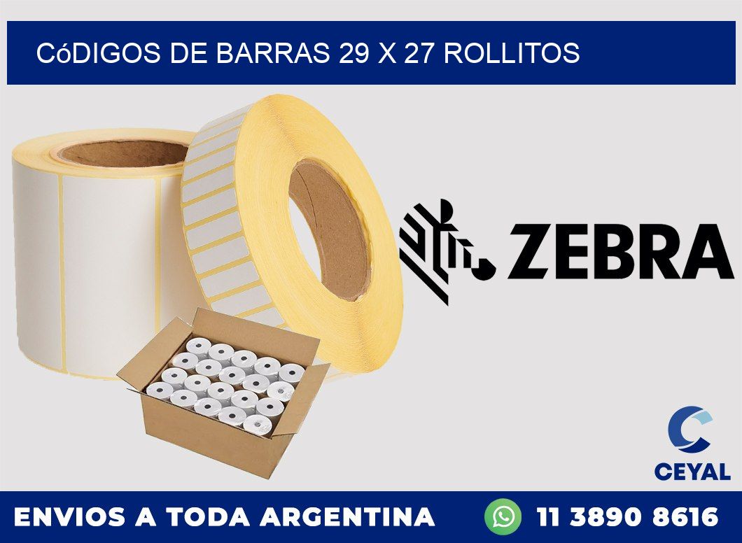 Códigos de Barras 29 x 27 rollitos