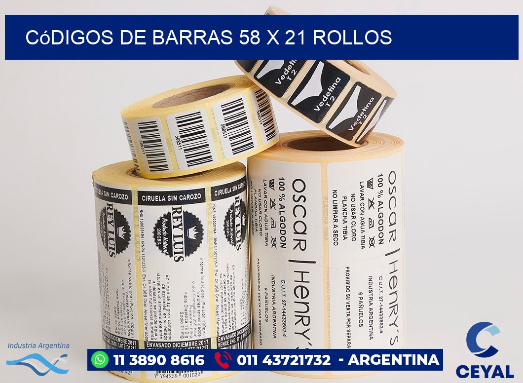 Códigos de Barras 58 x 21 ROLLOS