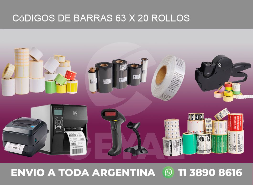 Códigos de Barras 63 x 20 ROLLOS