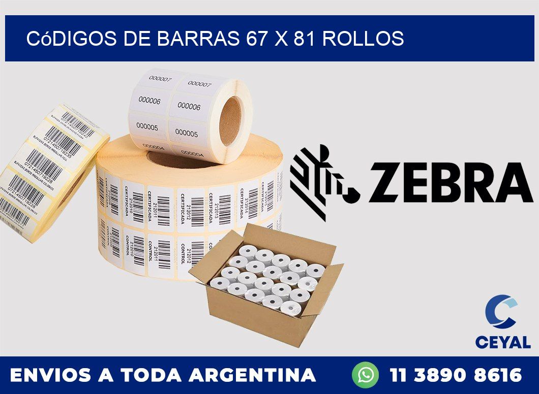 Códigos de Barras 67 x 81 ROLLOS