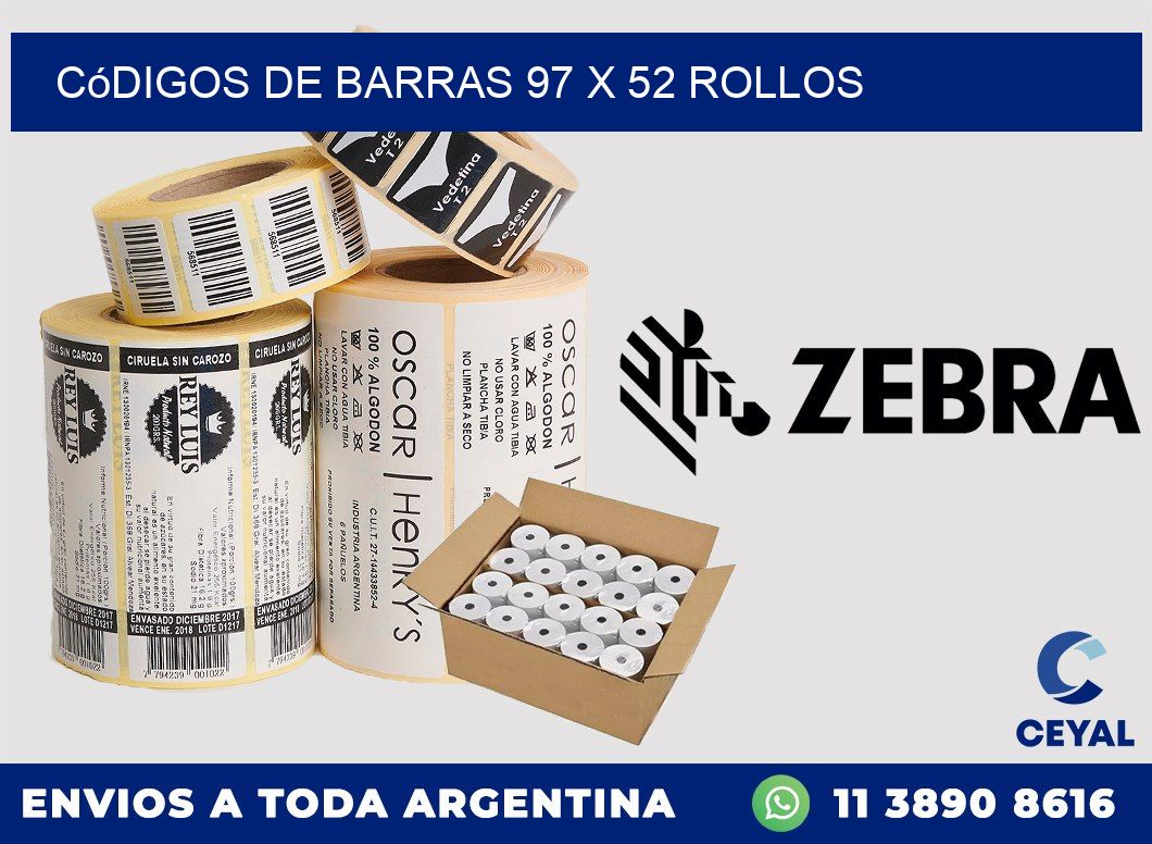Códigos de Barras 97 x 52 ROLLOS