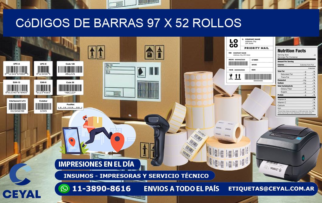 Códigos de Barras 97 x 52 ROLLOS