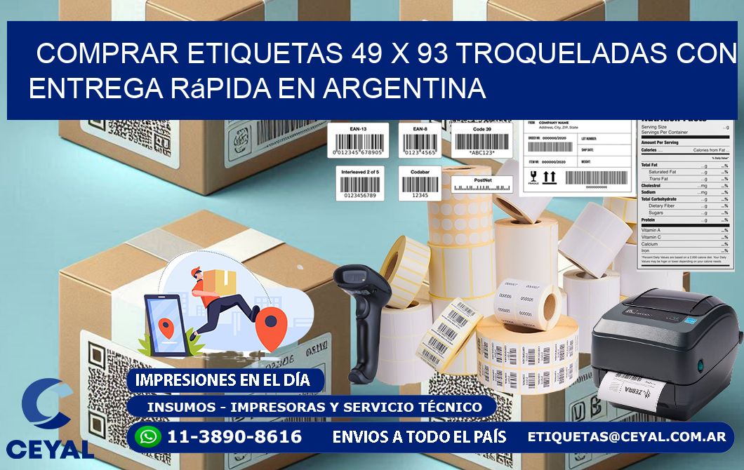 Comprar etiquetas 49 x 93 troqueladas con entrega rápida en Argentina