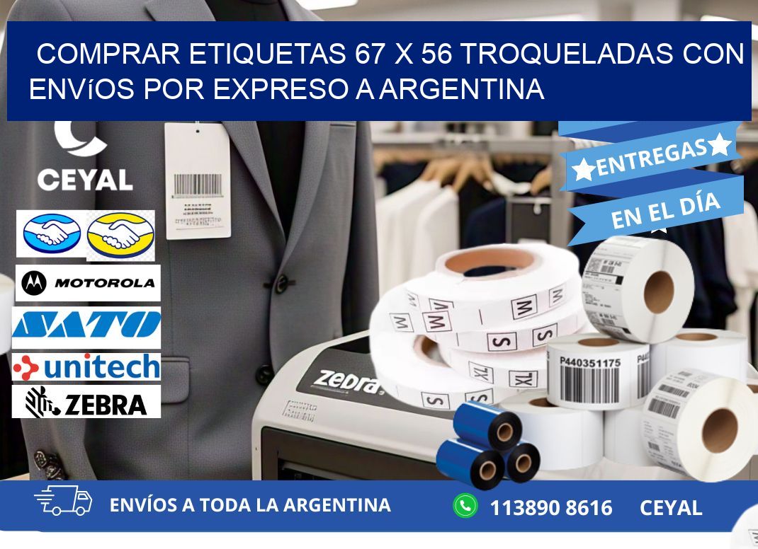 Comprar etiquetas 67 x 56 troqueladas con envíos por expreso a Argentina