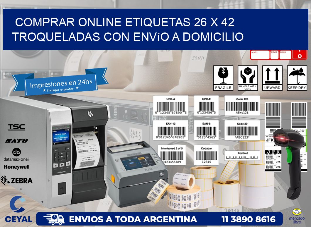 Comprar online etiquetas 26 x 42 troqueladas con envío a domicilio