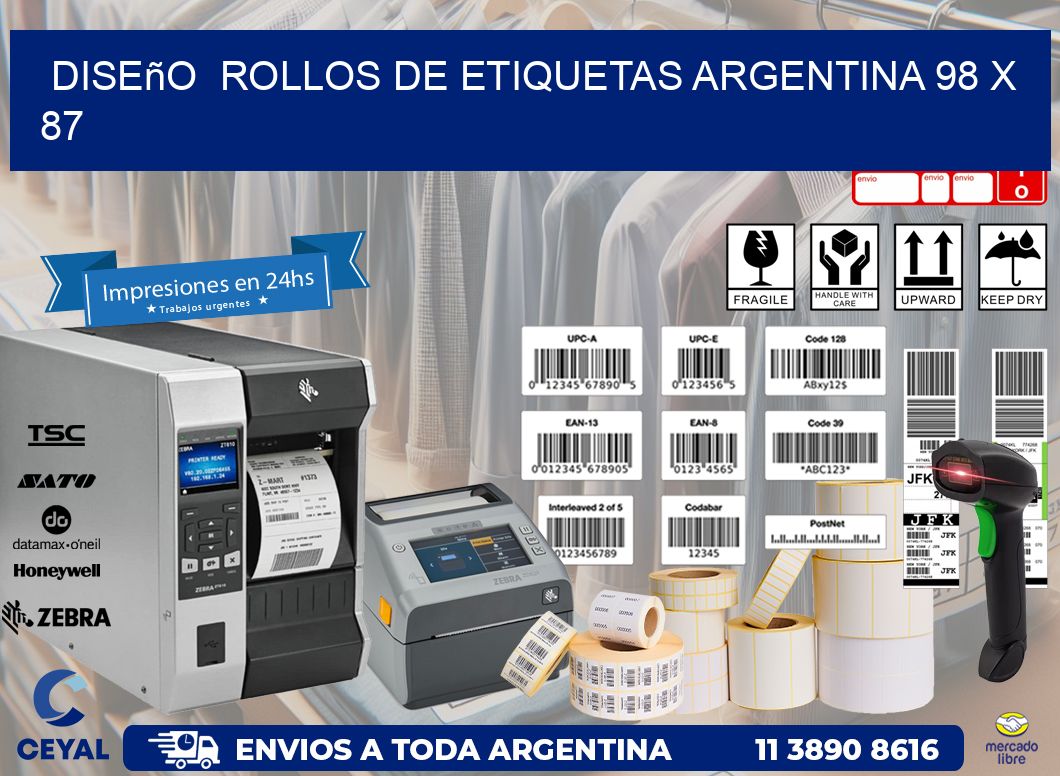 Diseño  ROLLOS DE ETIQUETAS ARGENTINA 98 x 87