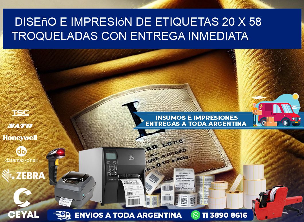 Diseño e impresión de etiquetas 20 x 58 troqueladas con entrega inmediata