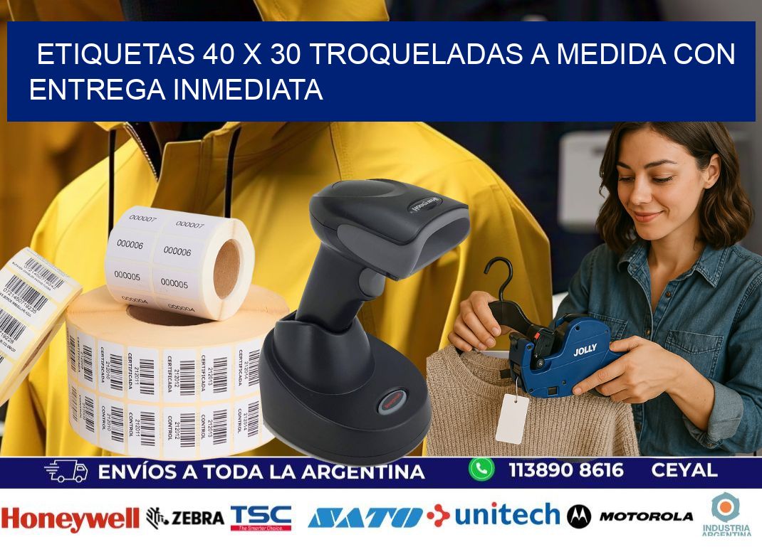 Etiquetas 40 x 30 troqueladas a medida con entrega inmediata