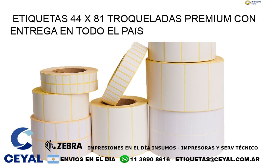 Etiquetas 44 x 81 troqueladas premium con entrega en todo el país