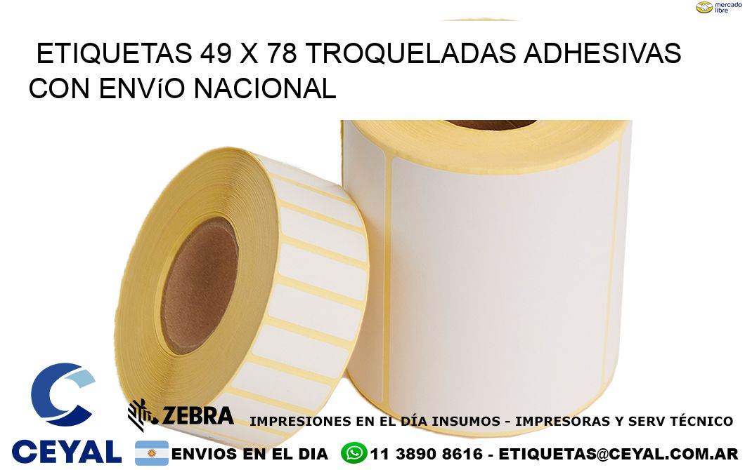 Etiquetas 49 x 78 troqueladas adhesivas con envío nacional