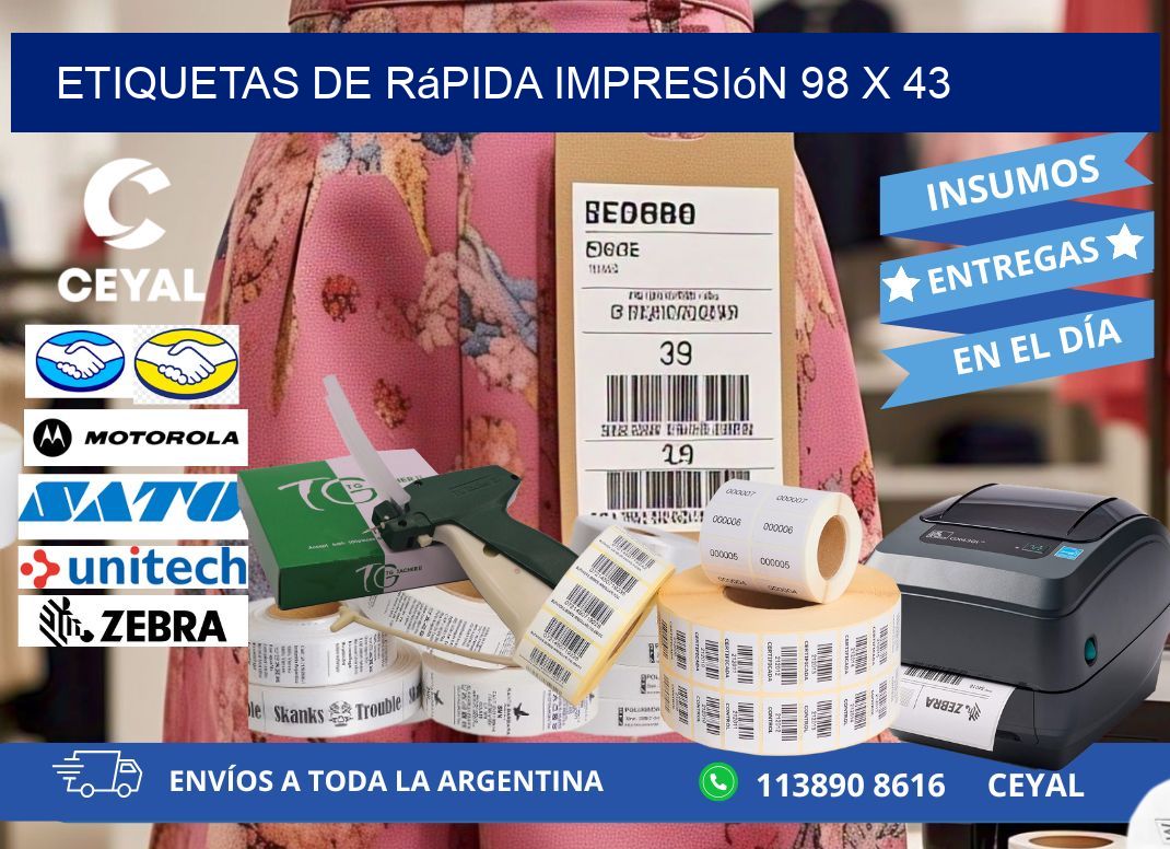 Etiquetas de rápida impresión 98 x 43
