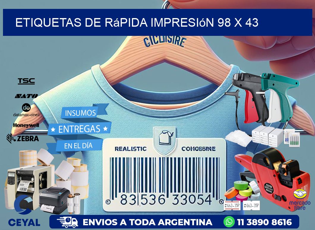Etiquetas de rápida impresión 98 x 43