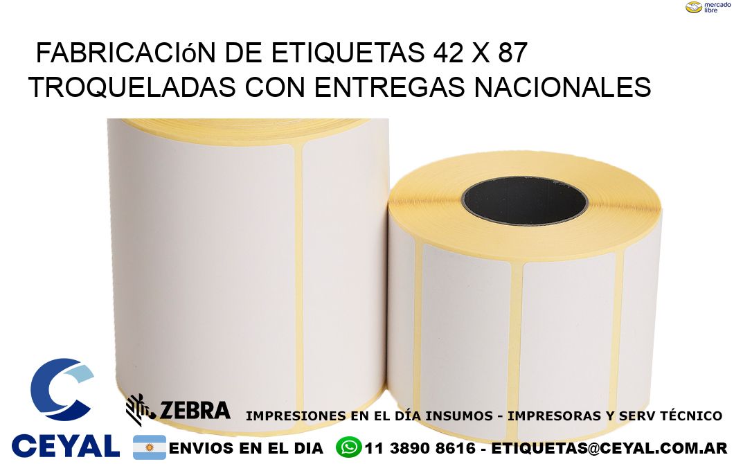 Fabricación de etiquetas 42 x 87 troqueladas con entregas nacionales
