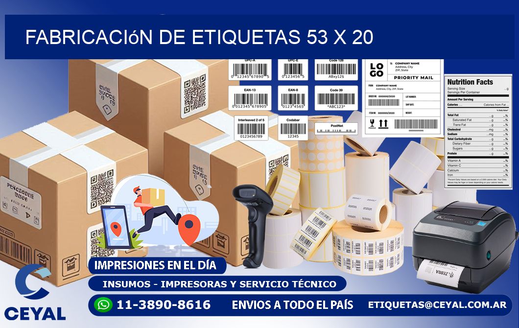 Fabricación de etiquetas 53 x 20