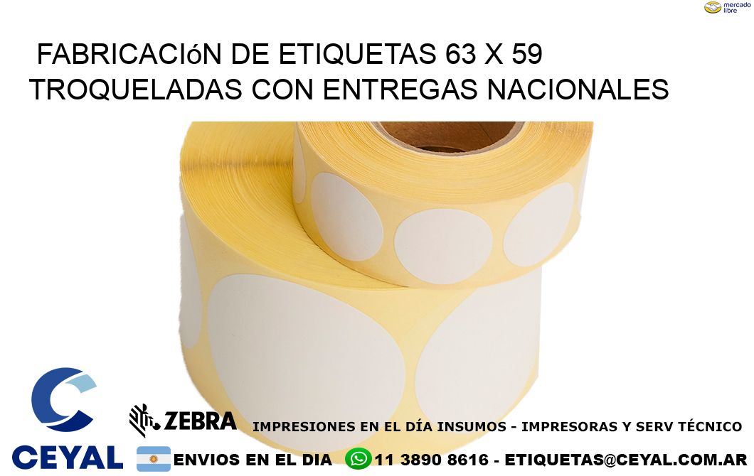 Fabricación de etiquetas 63 x 59 troqueladas con entregas nacionales