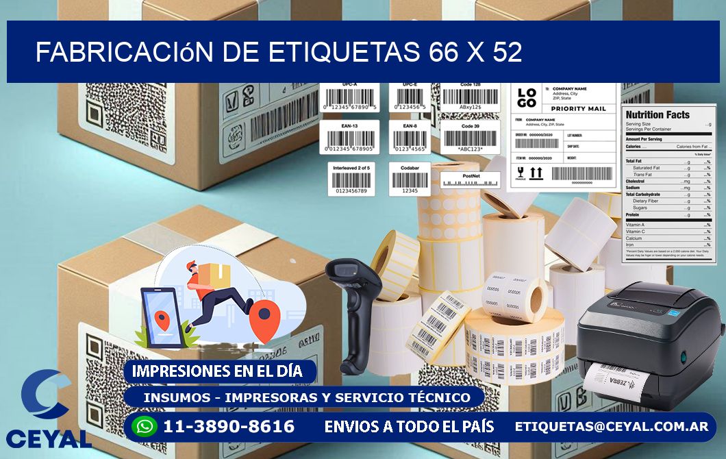 Fabricación de etiquetas 66 x 52