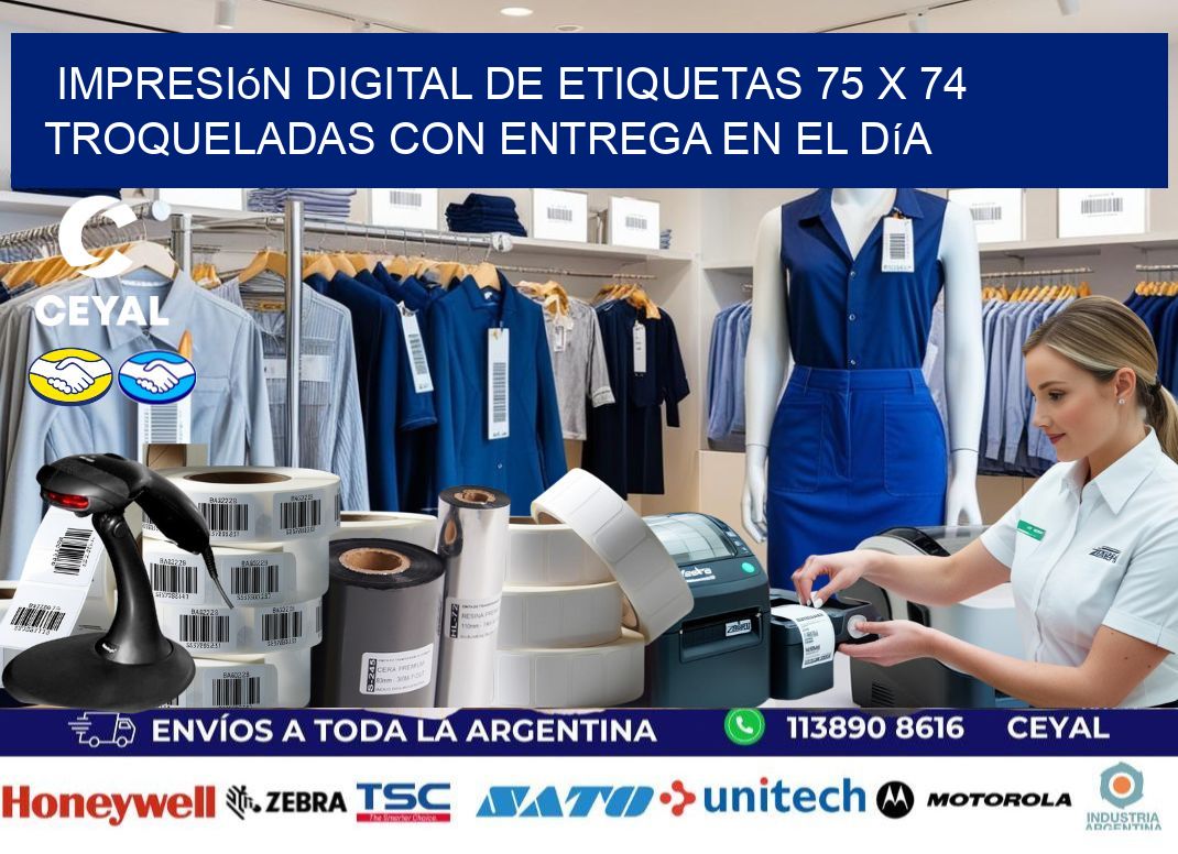 Impresión digital de etiquetas 75 x 74 troqueladas con entrega en el día