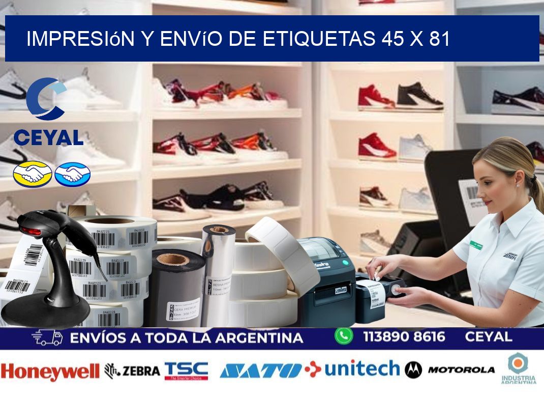 Impresión y envío de etiquetas 45 x 81