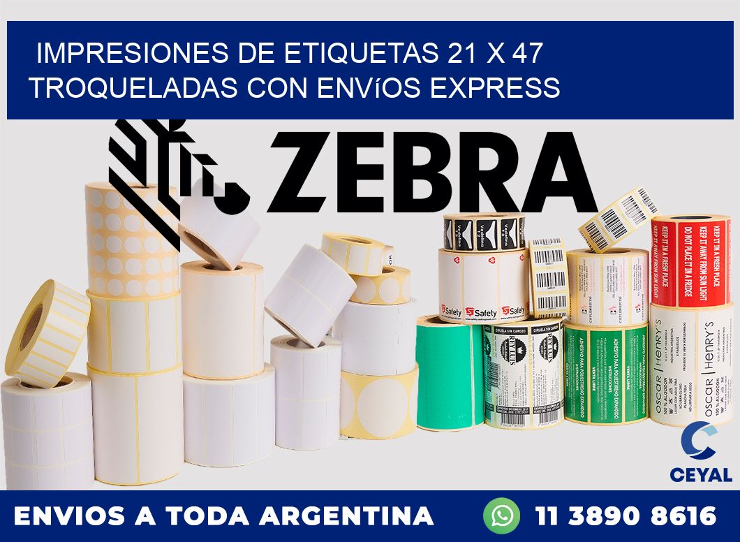 Impresiones de etiquetas 21 x 47 troqueladas con envíos express