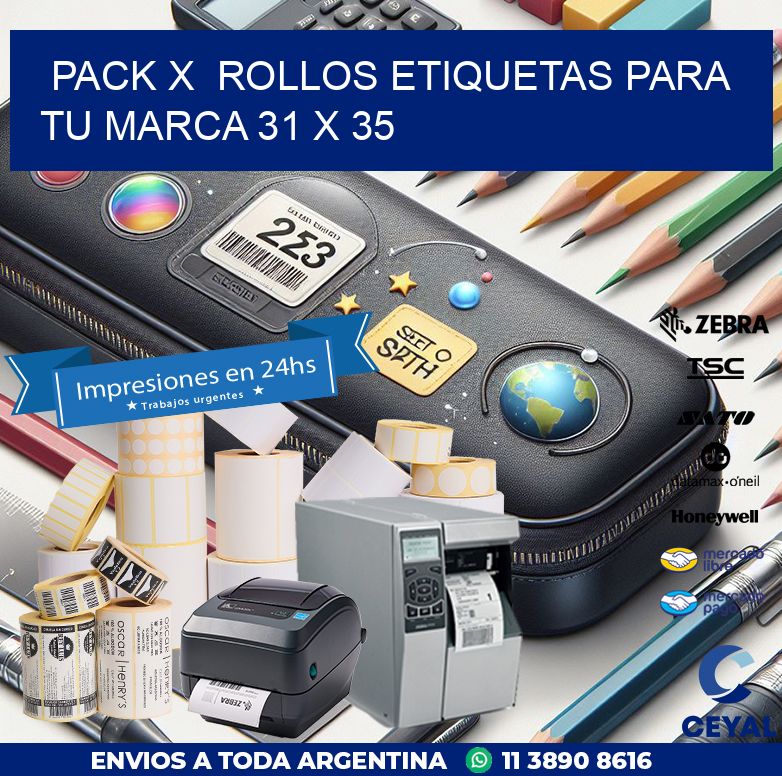 Pack X  Rollos Etiquetas para tu marca 31 x 35