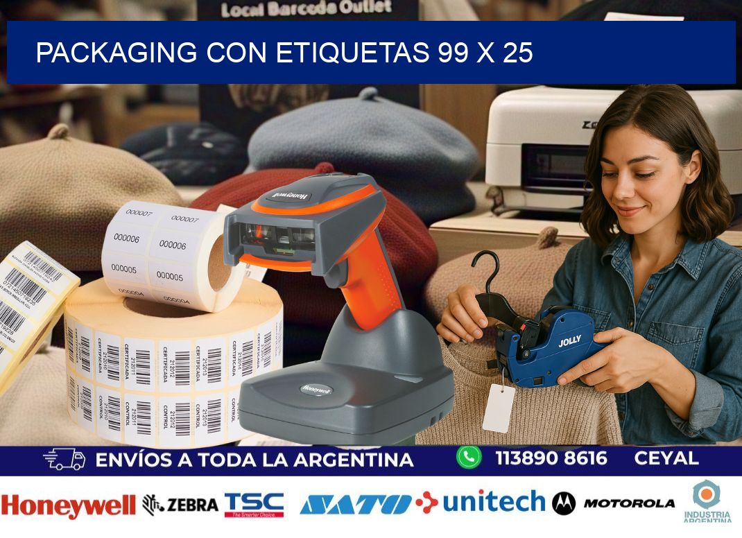 Packaging con etiquetas 99 x 25
