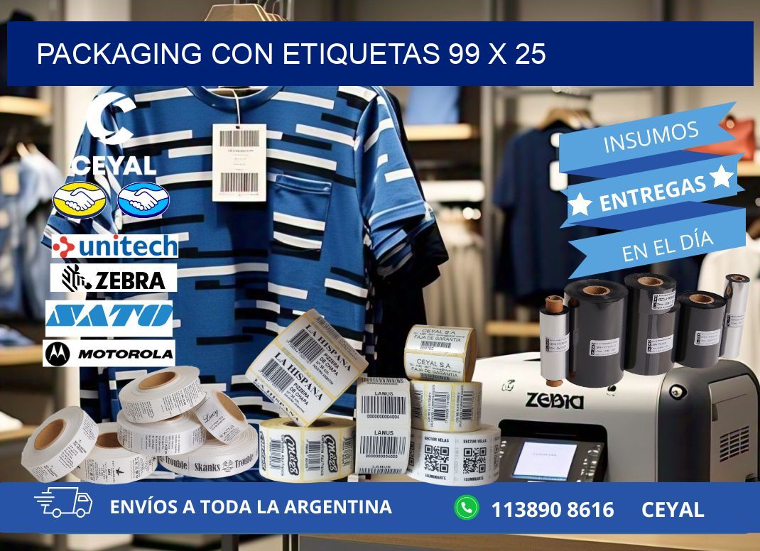 Packaging con etiquetas 99 x 25