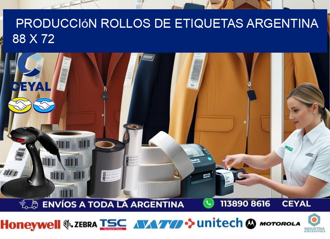 Producción ROLLOS DE ETIQUETAS ARGENTINA 88 x 72