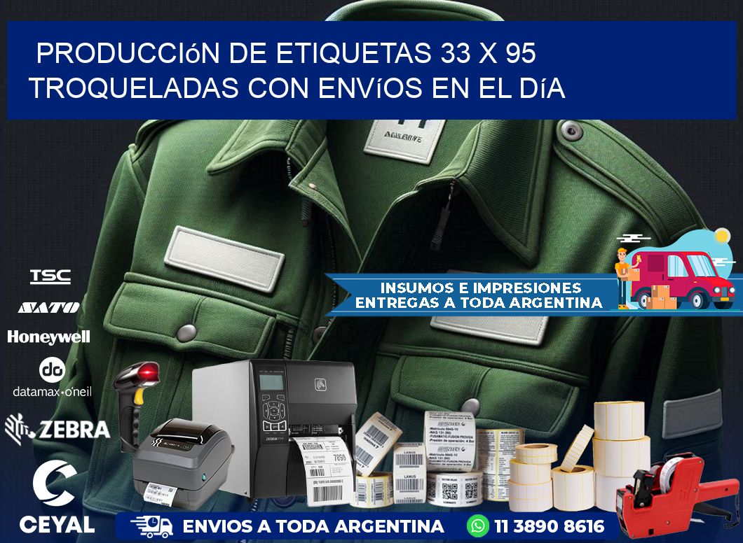Producción de etiquetas 33 x 95 troqueladas con envíos en el día