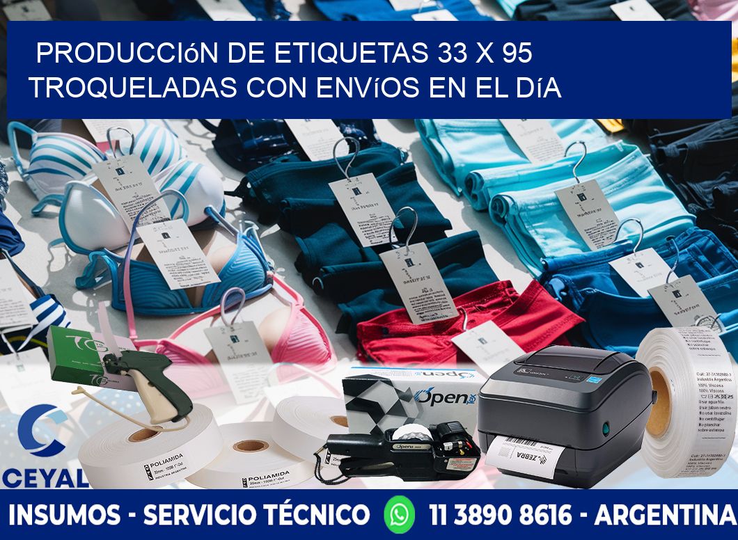 Producción de etiquetas 33 x 95 troqueladas con envíos en el día