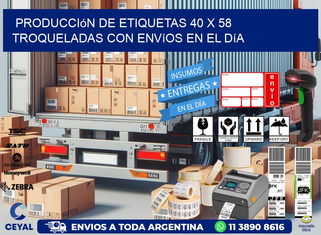 Producción de etiquetas 40 x 58 troqueladas con envíos en el día